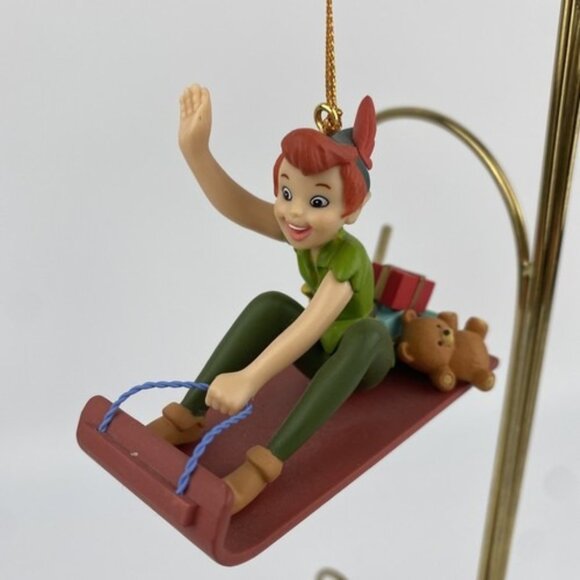 Disney Grolier Christmas Holiday Tree Ornament Peter Pan "Peter Pan On A Sled" - Picture 2 of 11